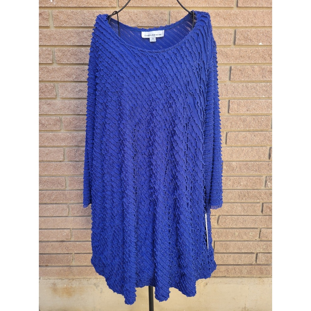 NWT Caroline Rose 2X Tunic Top Blouse Stretch Ruffle Shirt LAGENLOOK Plus Size
